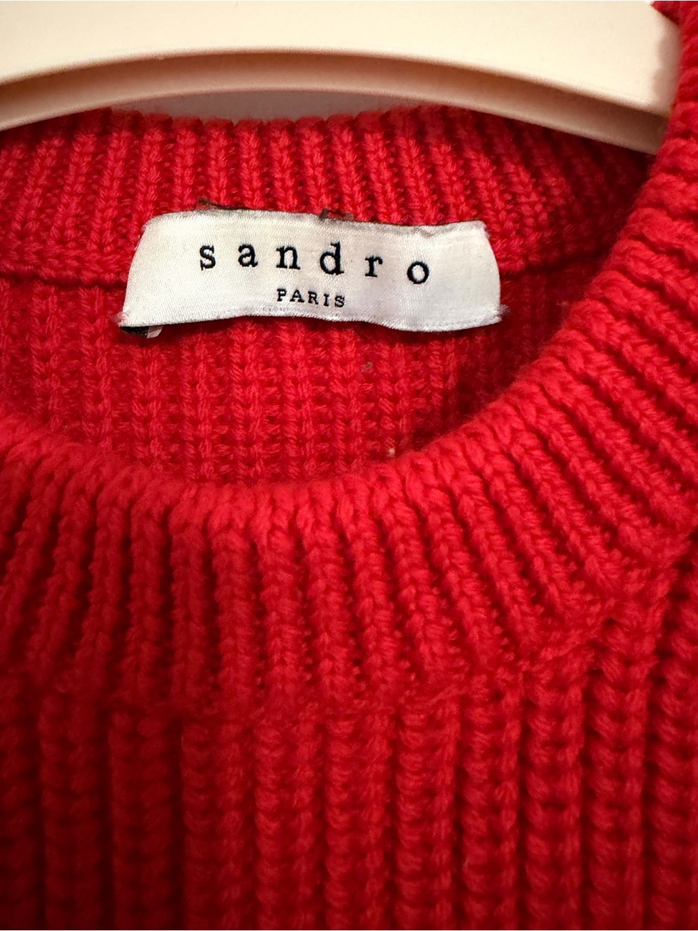 Sandro Red Ribbed Crewneck Sweater - Picture 2 of 6